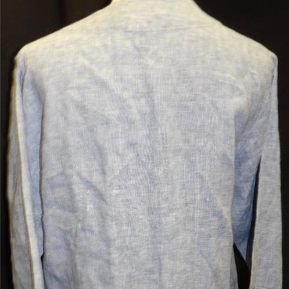 FLAX Jeanne Englehart Top 100% LINEN Blue - Picture 2 of 3